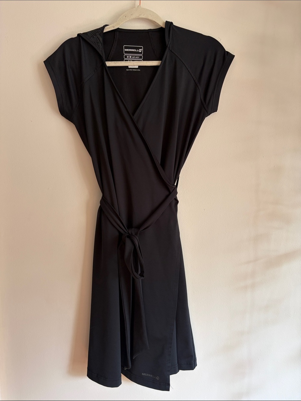 Merrell Black Wrap Midi Dress with Self-Tie Waist